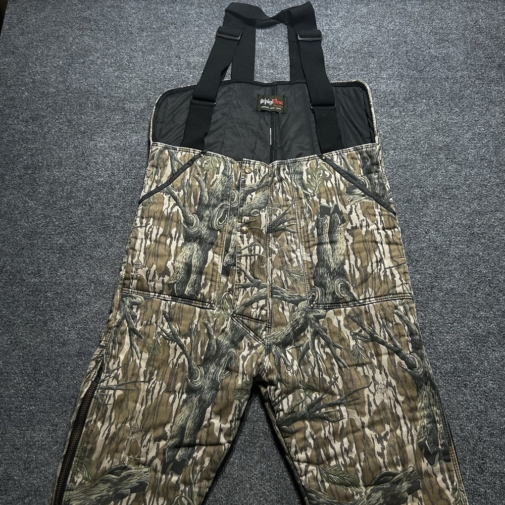 Vintage RefrigiWear Camo Insulated Hunting Bib Overalls Men Large USA